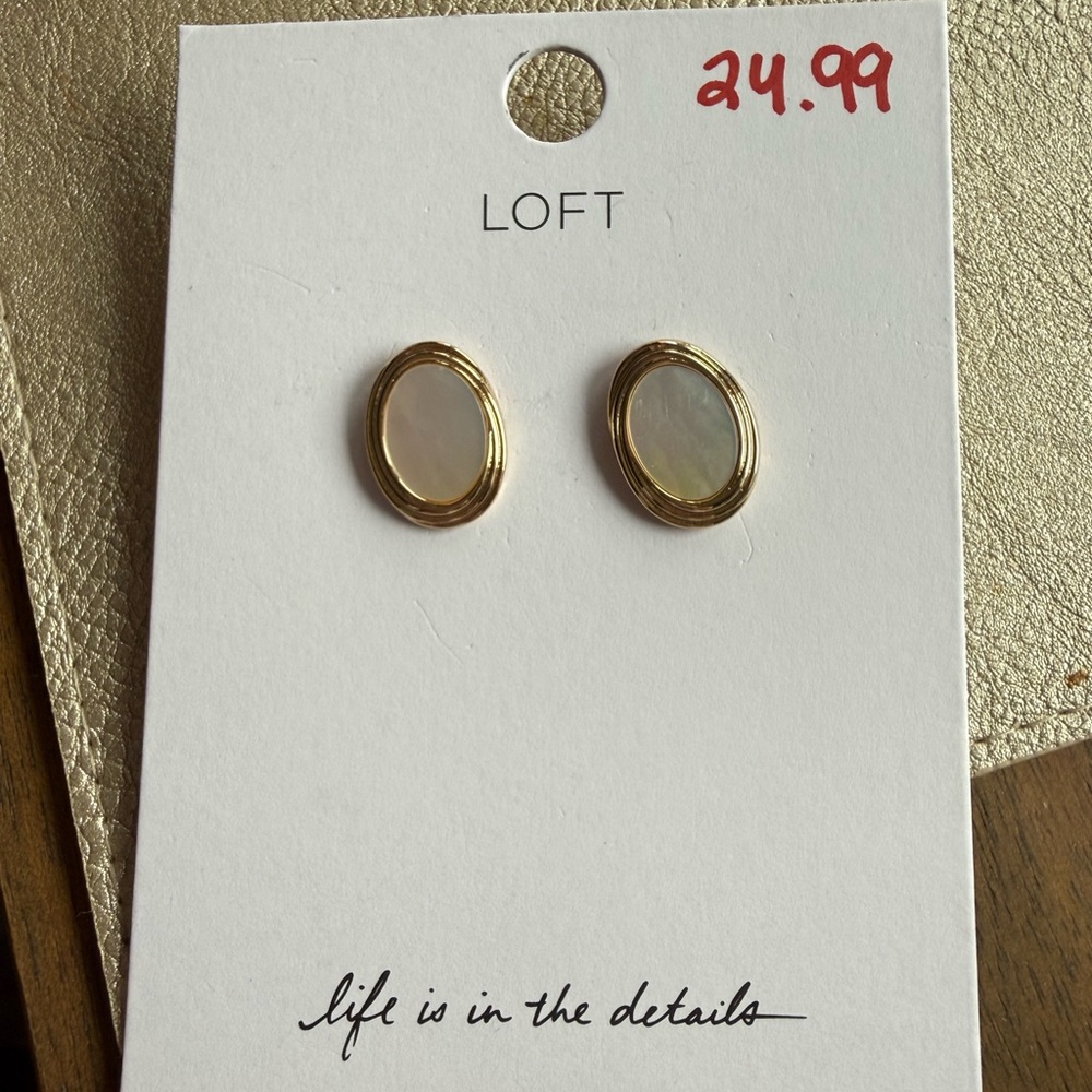 LOFT Mother of Pearl Oval Earrings